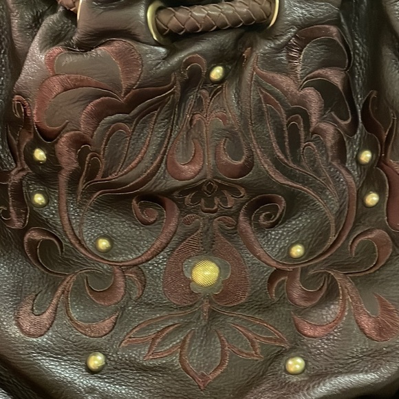 Brown/wine leather shoulder bag - Picture 2 of 4